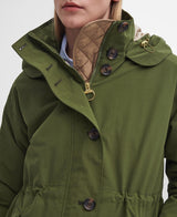 Barbour Iris Waterproof Jacket - Dark Moss/Light Sand/Pastel Pink