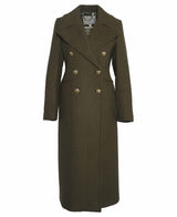 Barbour Reva Wool Military Coat - Olive/Vine