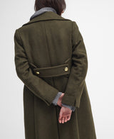 Barbour Reva Wool Military Coat - Olive/Vine