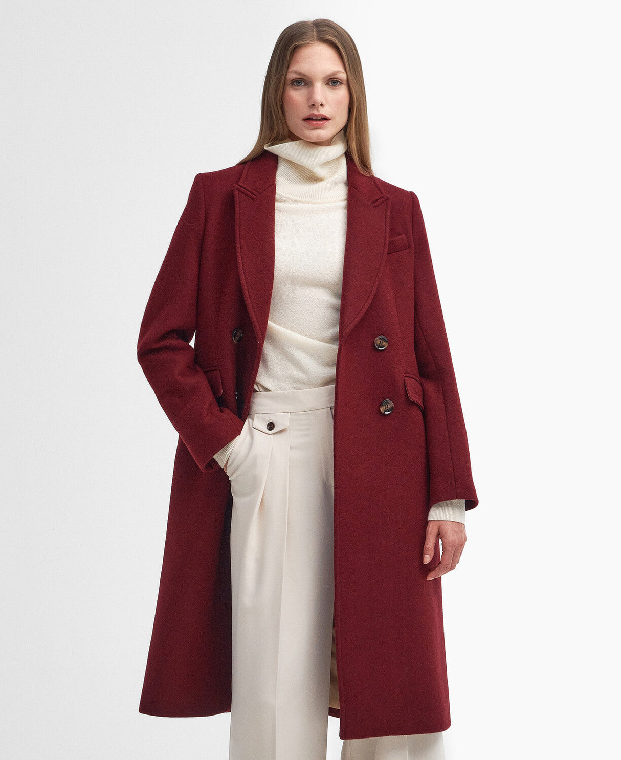 Barbour Marylin Tailored Wool Coat - Burgundy/Muted Cabernet Tartan