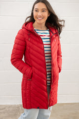 Lighthouse Laurel Ladies Coat - Red