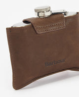 Barbour 4oz Hinged Hip Flask - Brown