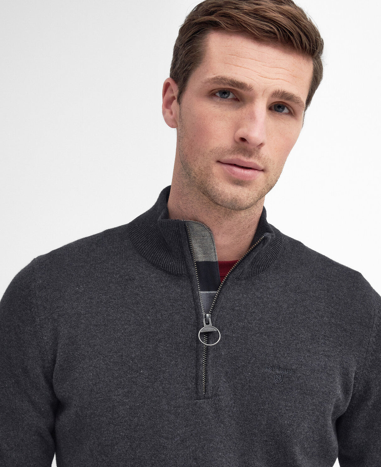 Barbour Pima Cotton Half Zip Knitted Jumper - Charcoal