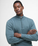 Barbour Cotton Half Zip Knitted Jumper - Vintage Teal
