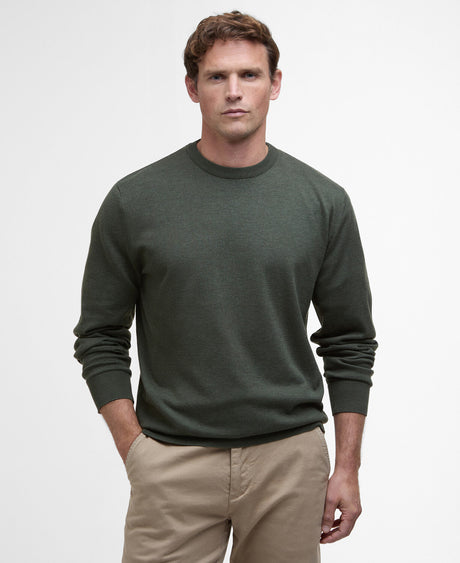 Barbour Bayfield Knitted Crew Jumper - Mid Olive