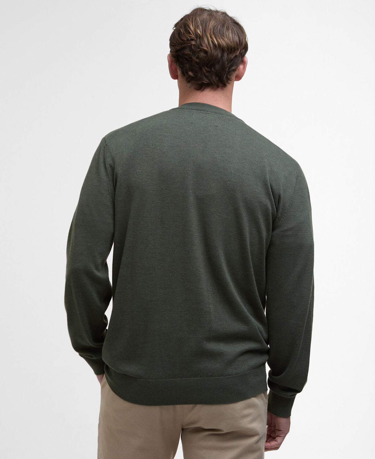 Barbour Bayfield Knitted Crew Jumper - Mid Olive