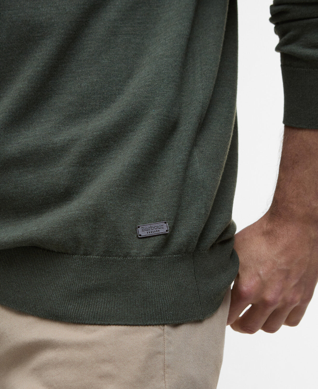 Barbour Bayfield Knitted Crew Jumper - Mid Olive