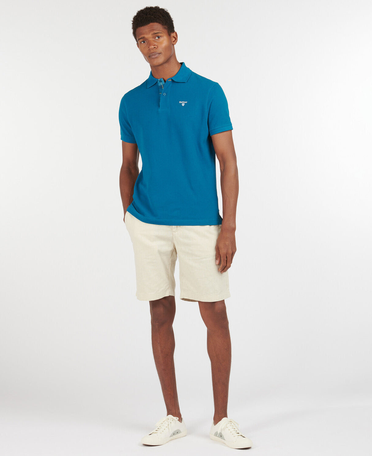 Barbour Tartan Pique Polo Shirt - Lyons Blue