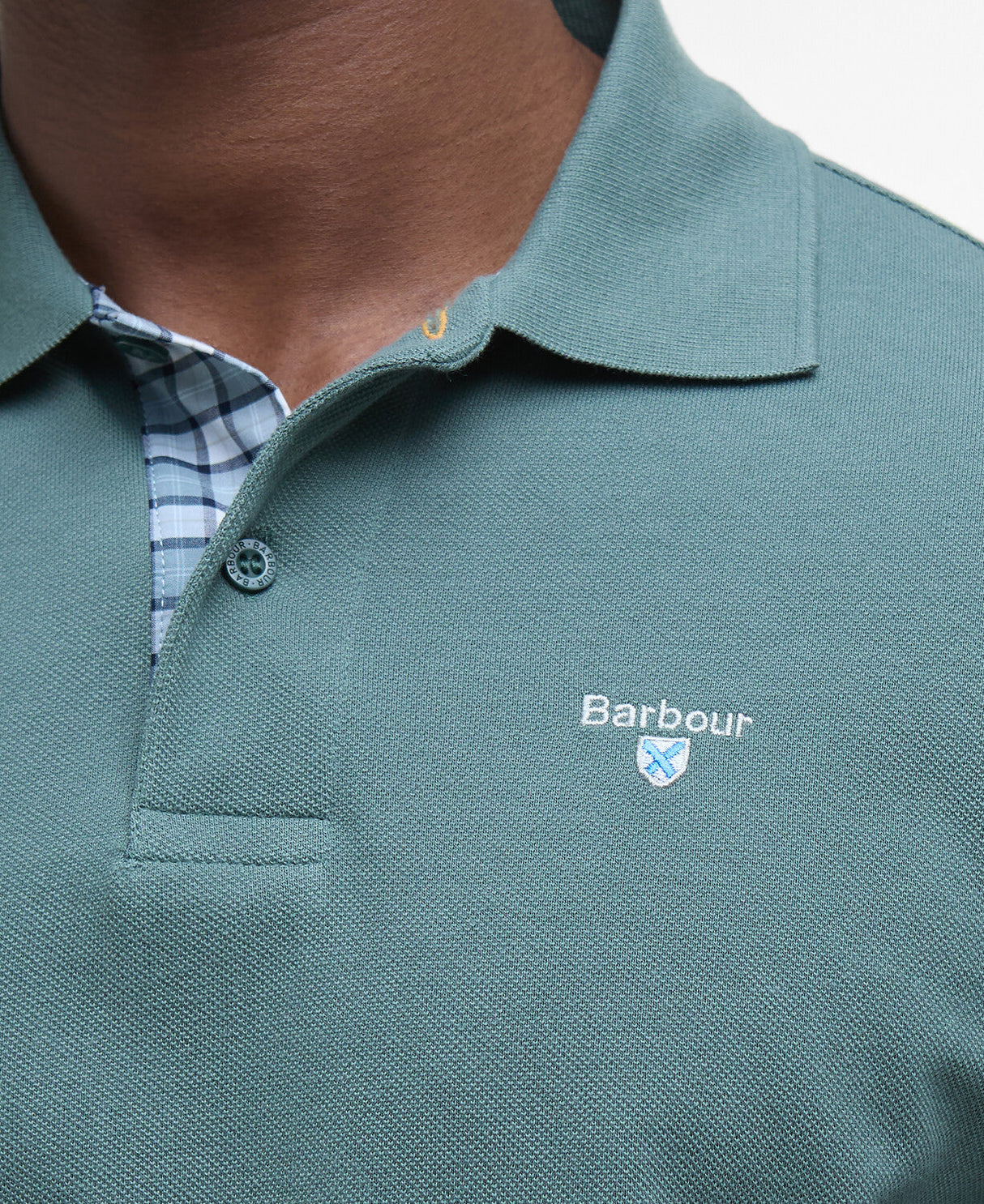 Barbour Tartan Pique Polo Shirt - Vintage Teal