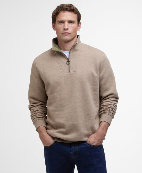 Barbour Nelson Half Zip Sweatshirt - Stone Marl