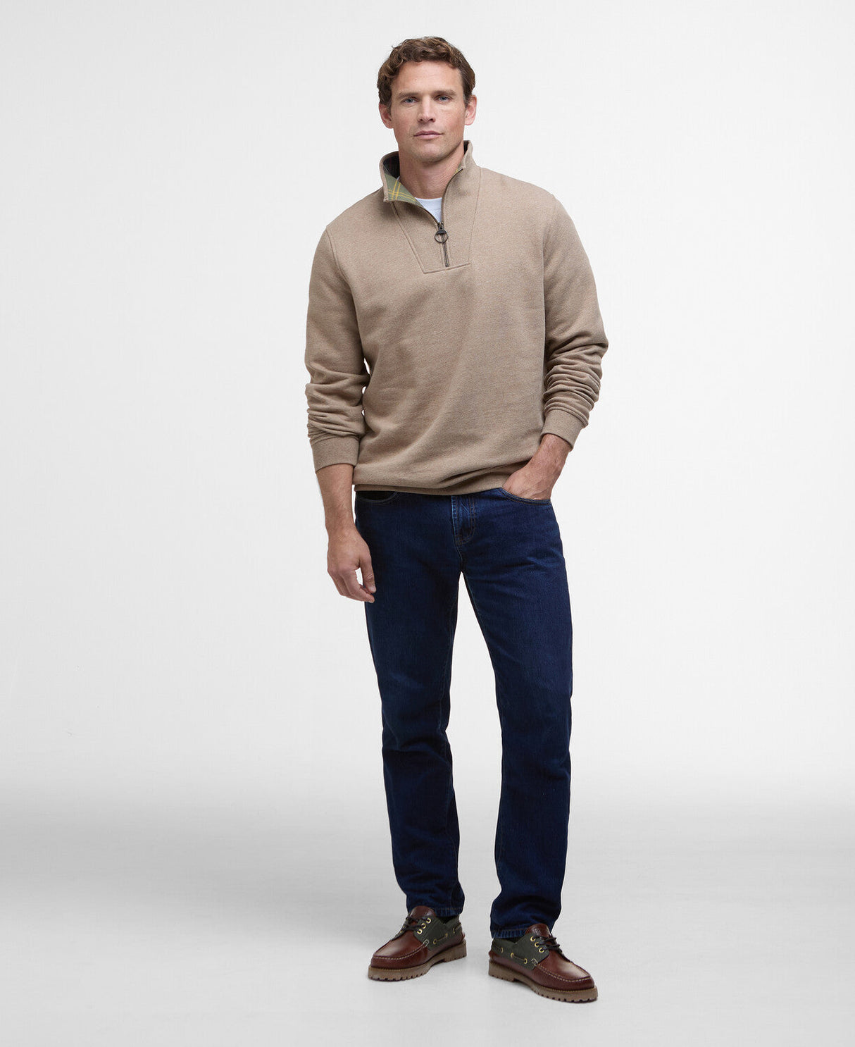 Barbour Nelson Half Zip Sweatshirt - Stone Marl