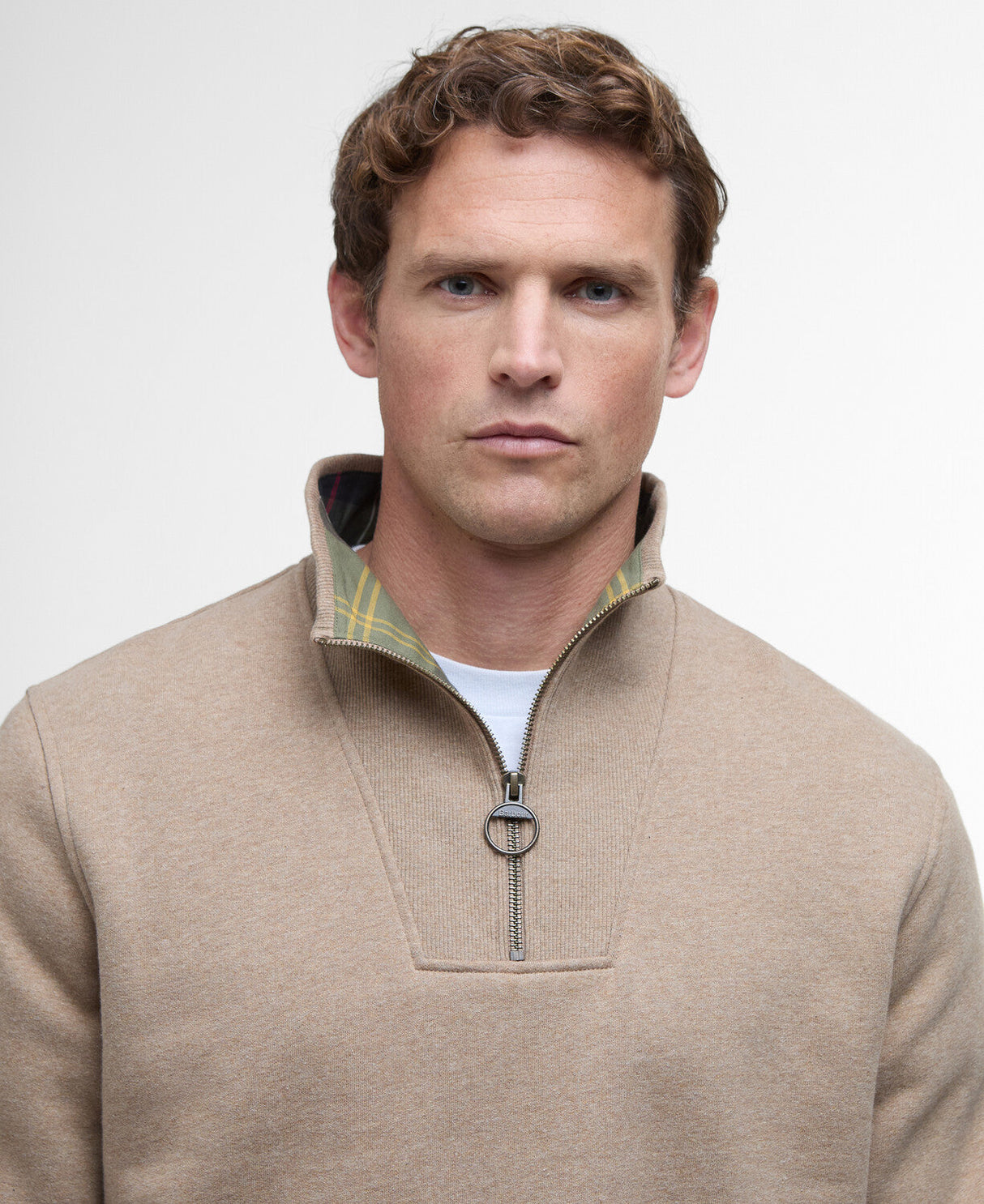 Barbour Nelson Half Zip Sweatshirt - Stone Marl