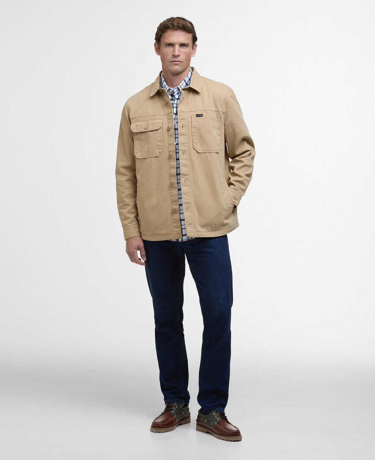 Barbour Lingfield Canvas Overshirt - Dark Stone