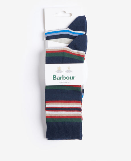 Barbour Summer Stripe 2 Pack Socks - Navy Mix