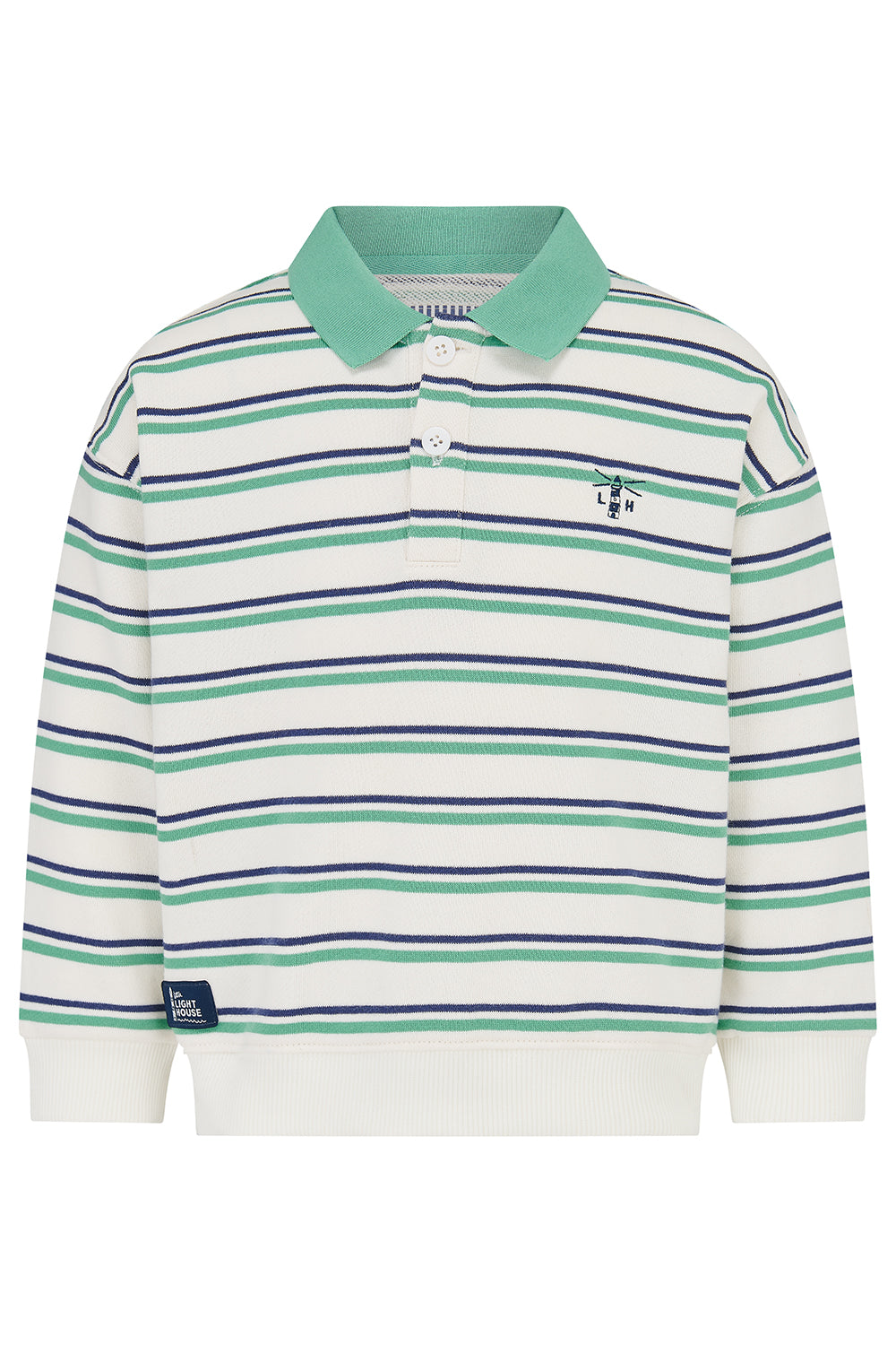 Lighthouse Myles Sweatshirt - Sea Green & Navy Stripe