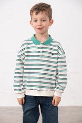 Lighthouse Myles Sweatshirt - Sea Green & Navy Stripe
