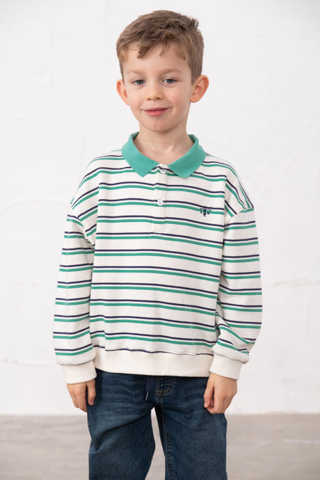 Lighthouse Myles Sweatshirt - Sea Green & Navy Stripe