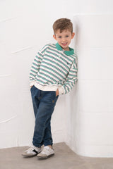 Lighthouse Myles Sweatshirt - Sea Green & Navy Stripe
