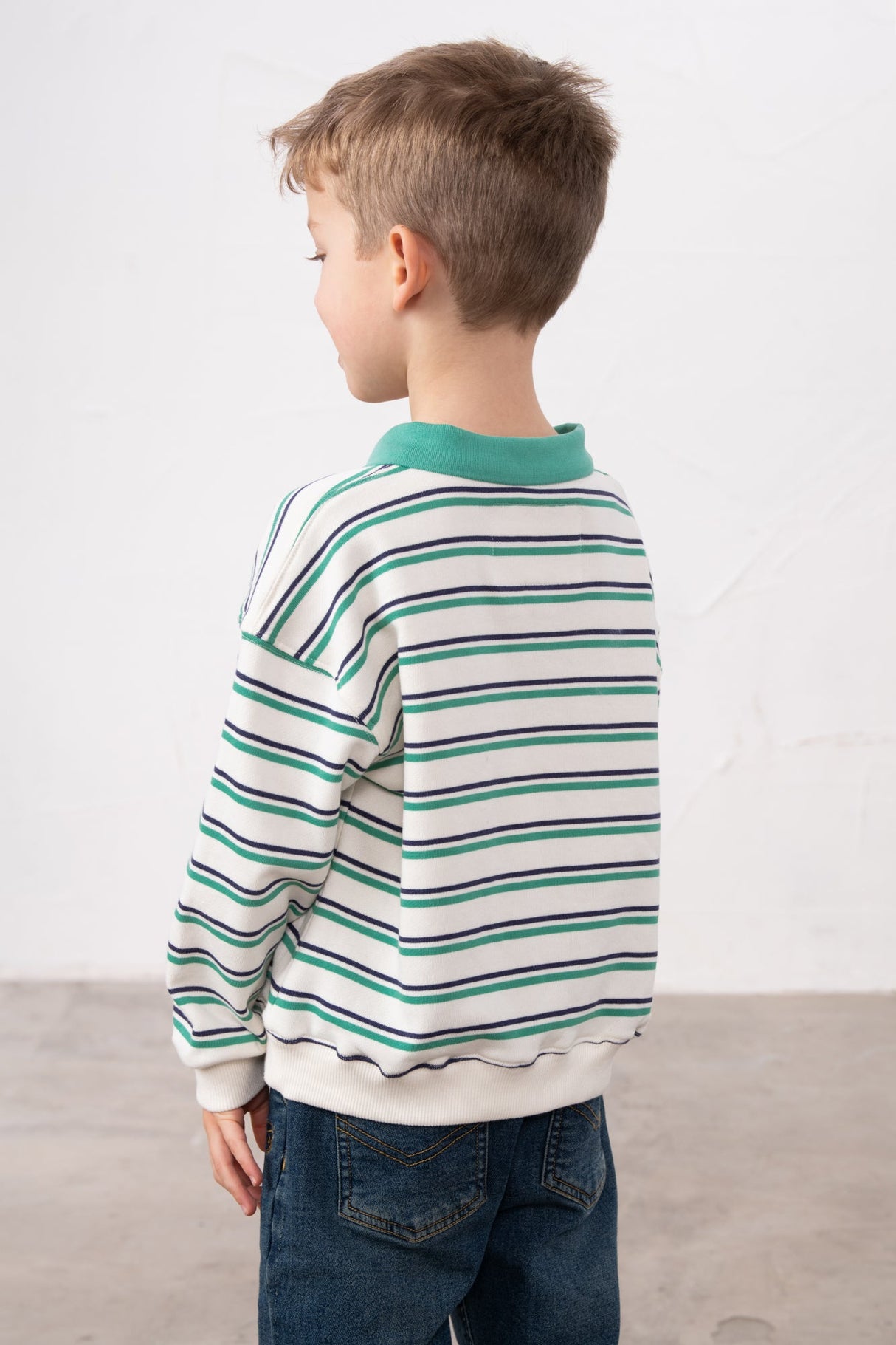 Lighthouse Myles Sweatshirt - Sea Green & Navy Stripe
