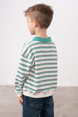 Lighthouse Myles Sweatshirt - Sea Green & Navy Stripe