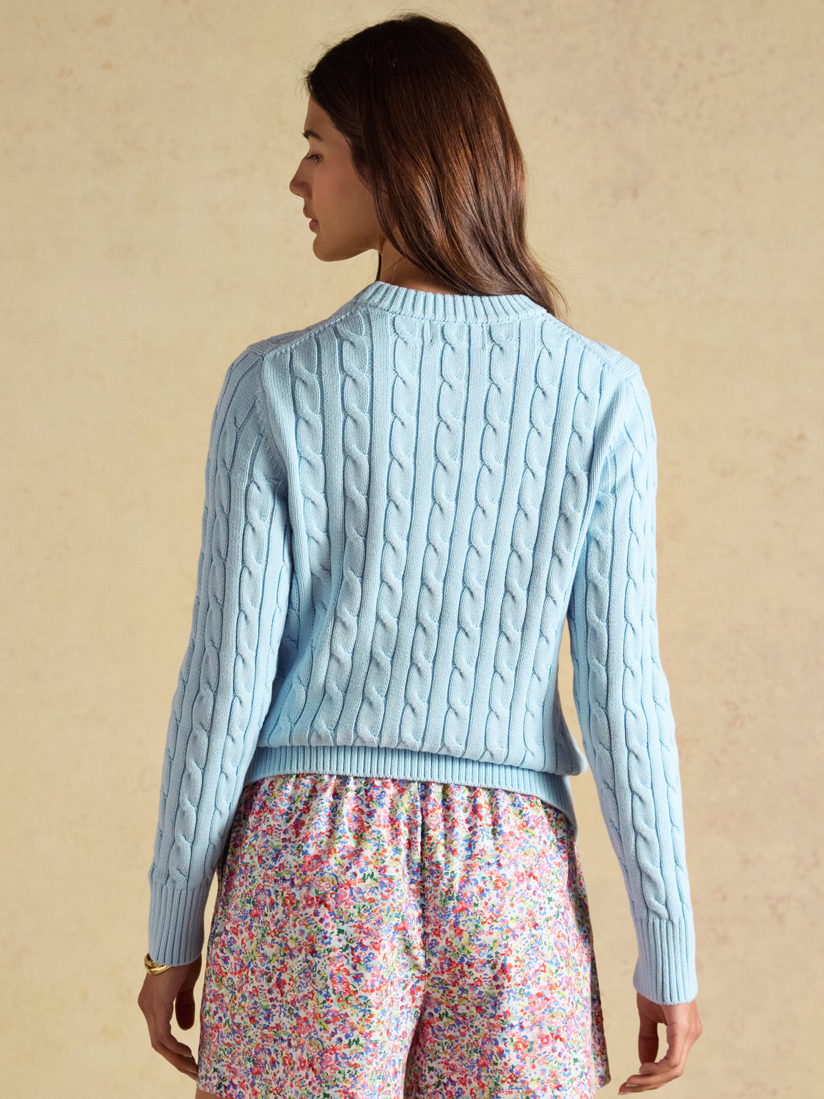 Joules Classic Cable Crew - Light Blue