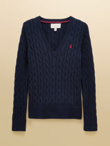 Joules Classic Cable V-Neck- Navy