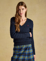 Joules Classic Cable V-Neck- Navy