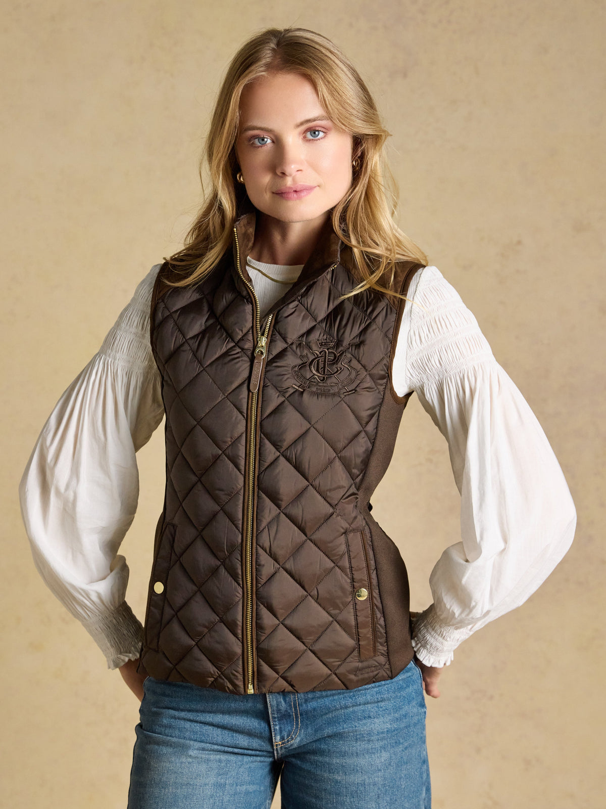 Joules Braemar Luxe Gilet - Chocolate Brown