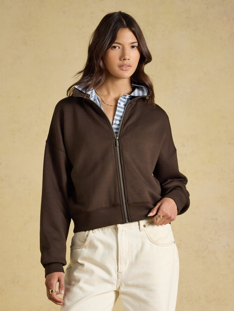 Joules Luxe Club Zip Through - Chocolate Brown