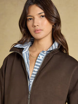 Joules Luxe Club Zip Through - Chocolate Brown