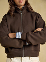 Joules Luxe Club Zip Through - Chocolate Brown