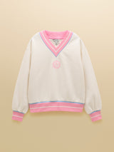 Joules Embroidered Sporty Sweatshirt - Cream