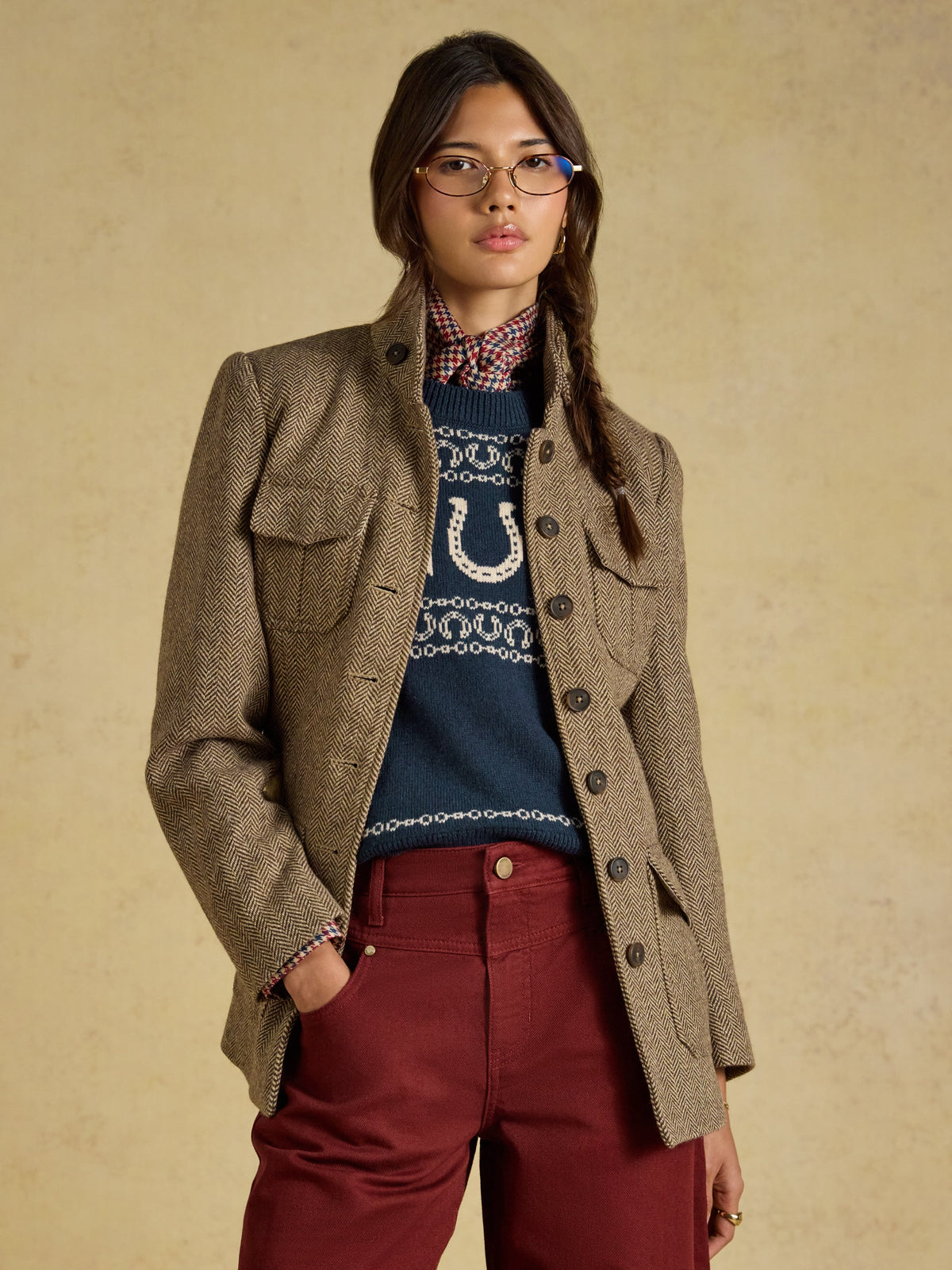Joules Saddlebury - Brown Herringbone