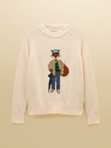 Joules Jonty Fox Embroidered Crew Neck - Cream