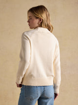 Joules Jonty Fox Embroidered Crew Neck - Cream