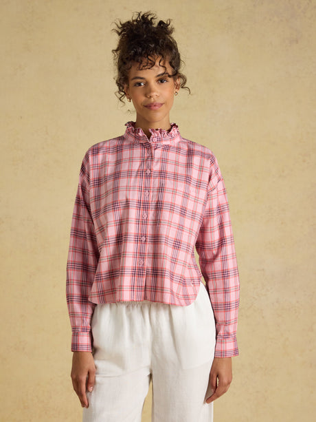 Joules Cropped Oxford Shirt - Pink
