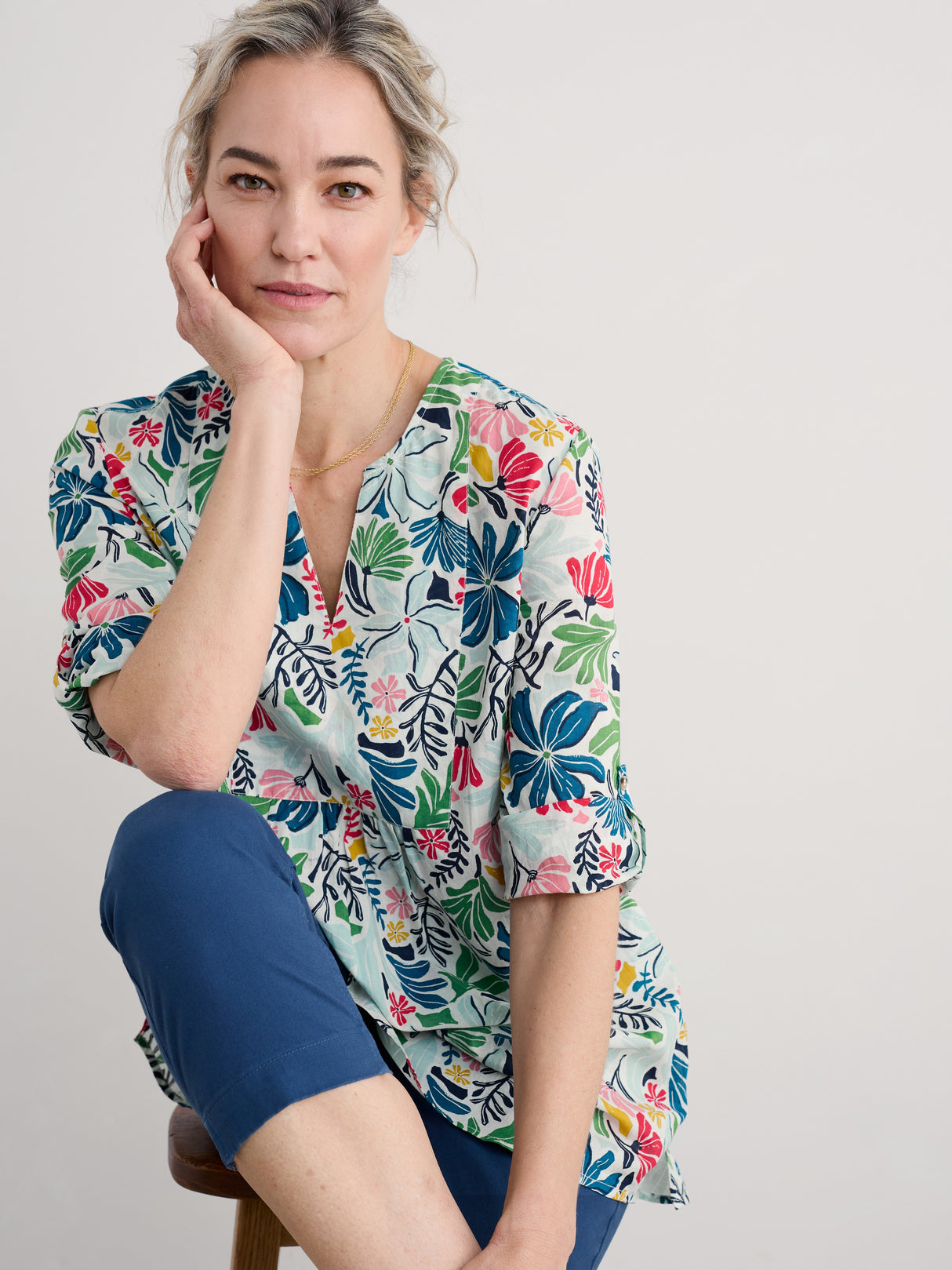 Seasalt Op Art Tunic - Seaweed Flower Chalk