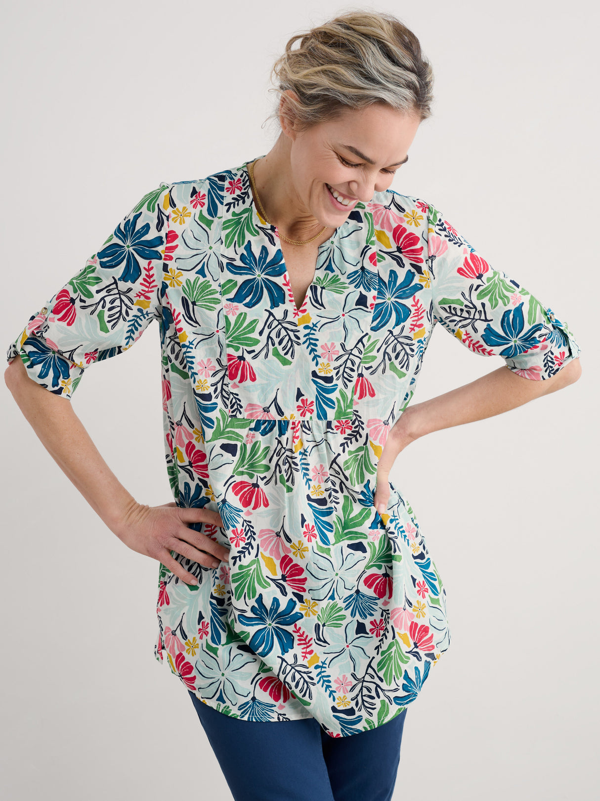 Seasalt Op Art Tunic - Seaweed Flower Chalk