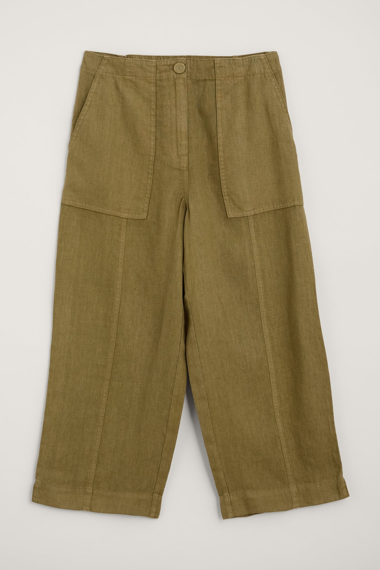 Seasalt Poleacre Cropped Linen Trousers - Fern Moss