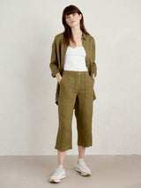 Seasalt Poleacre Cropped Linen Trousers - Fern Moss