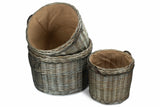 Round Willow Log Basket – Antique Wash