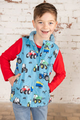 Lighthouse Alex Boys Gilet - Tractor Print