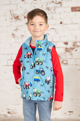 Lighthouse Alex Boys Gilet - Tractor Print