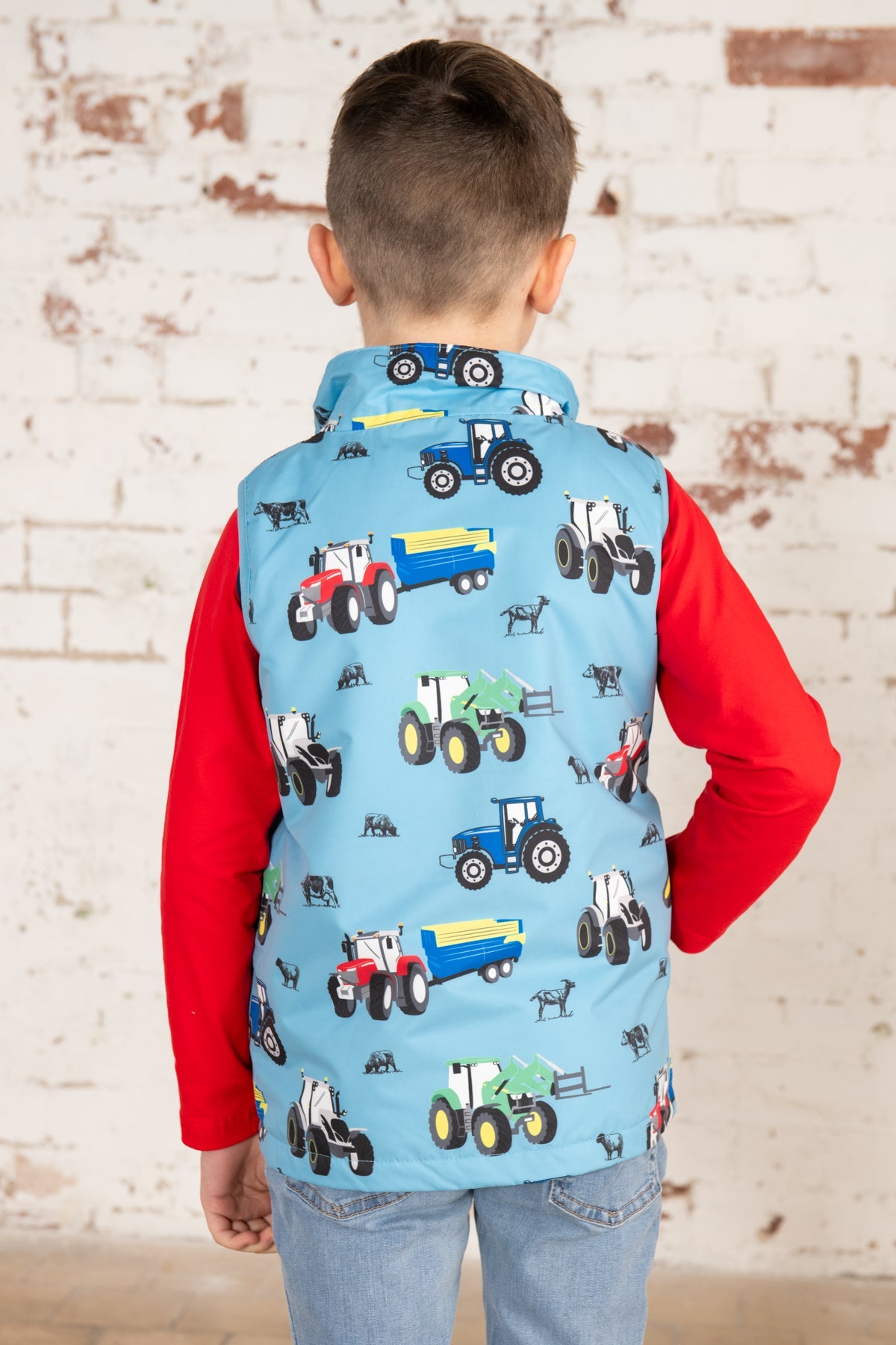 Lighthouse Alex Boys Gilet - Tractor Print