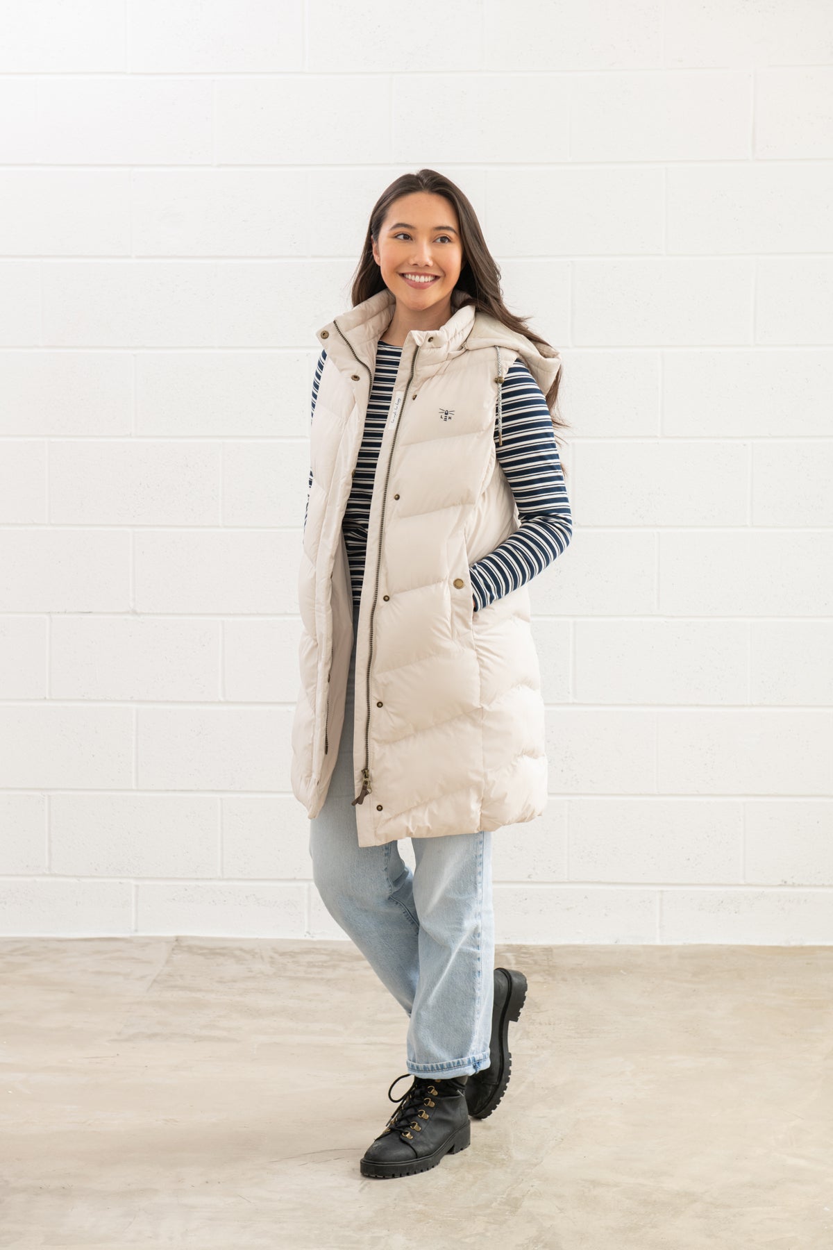 Lighthouse Savannah Ladies Long Gilet - Irish Cream