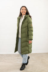 Lighthouse Savannah Ladies Long Coat - Olive