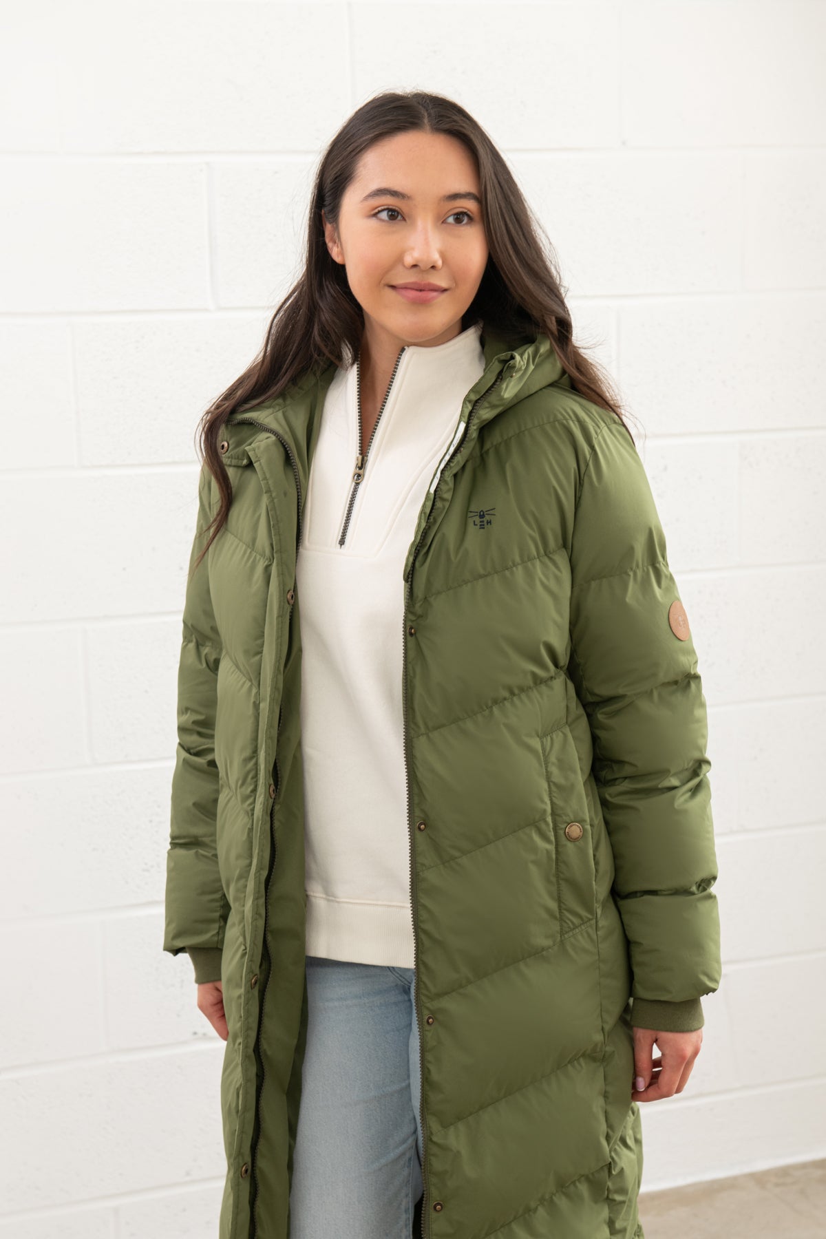 Lighthouse Savannah Ladies Long Coat - Olive