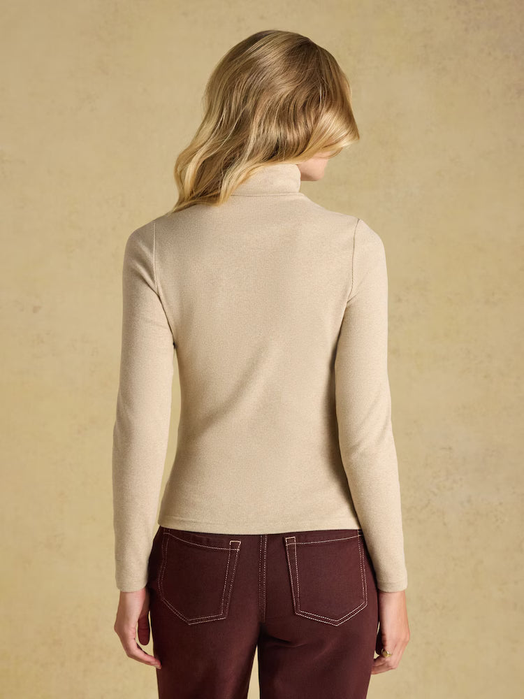Joules Warm Handle Rib Roll Neck - Oat Marl