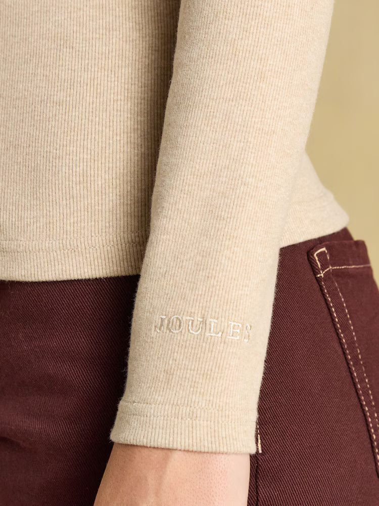 Joules Warm Handle Rib Roll Neck - Oat Marl