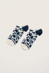 Seasalt Arty Trainer Socks - Inked Flowers Ocean Drift